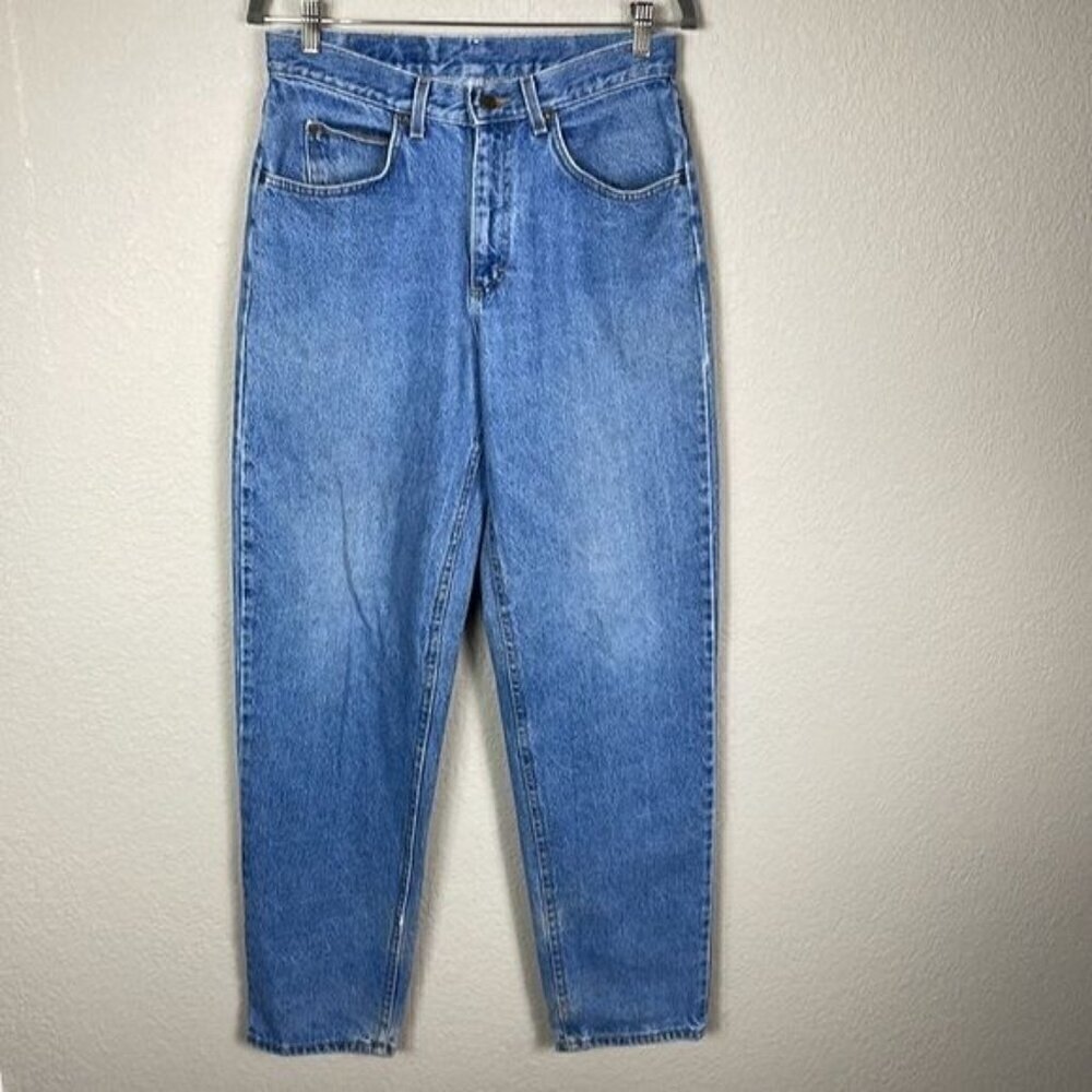 Vintage Riders High Rise Mom Jeans Light Blue Worn In Cotton Straight Leg 90s